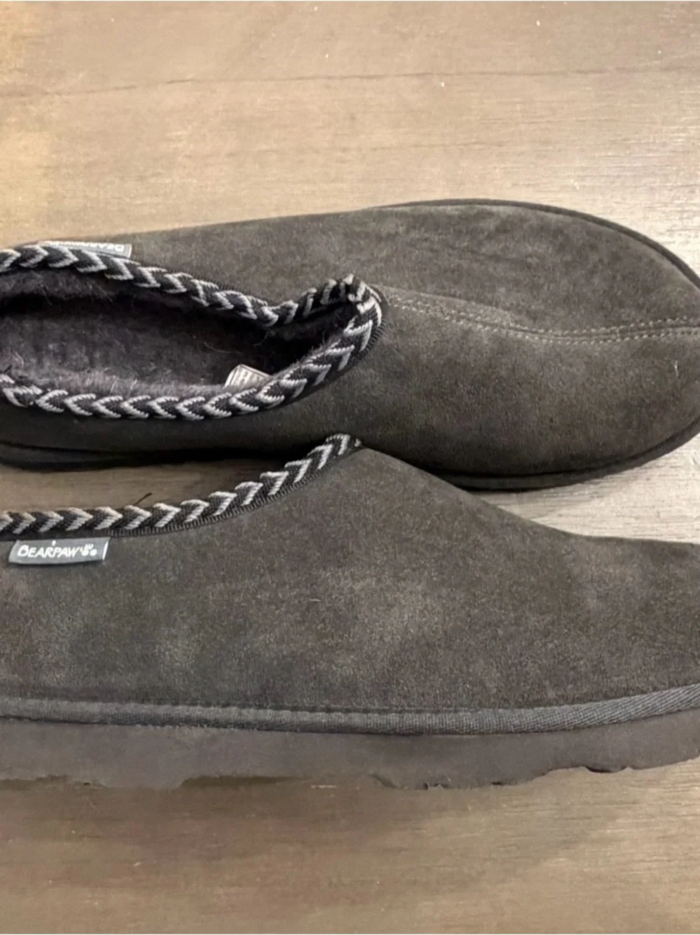 BearPaw Men’s Charcoal Suede Slip-On Loafers